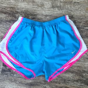 Women's Nike athletic shorts, teal and pink, size medium, GUC